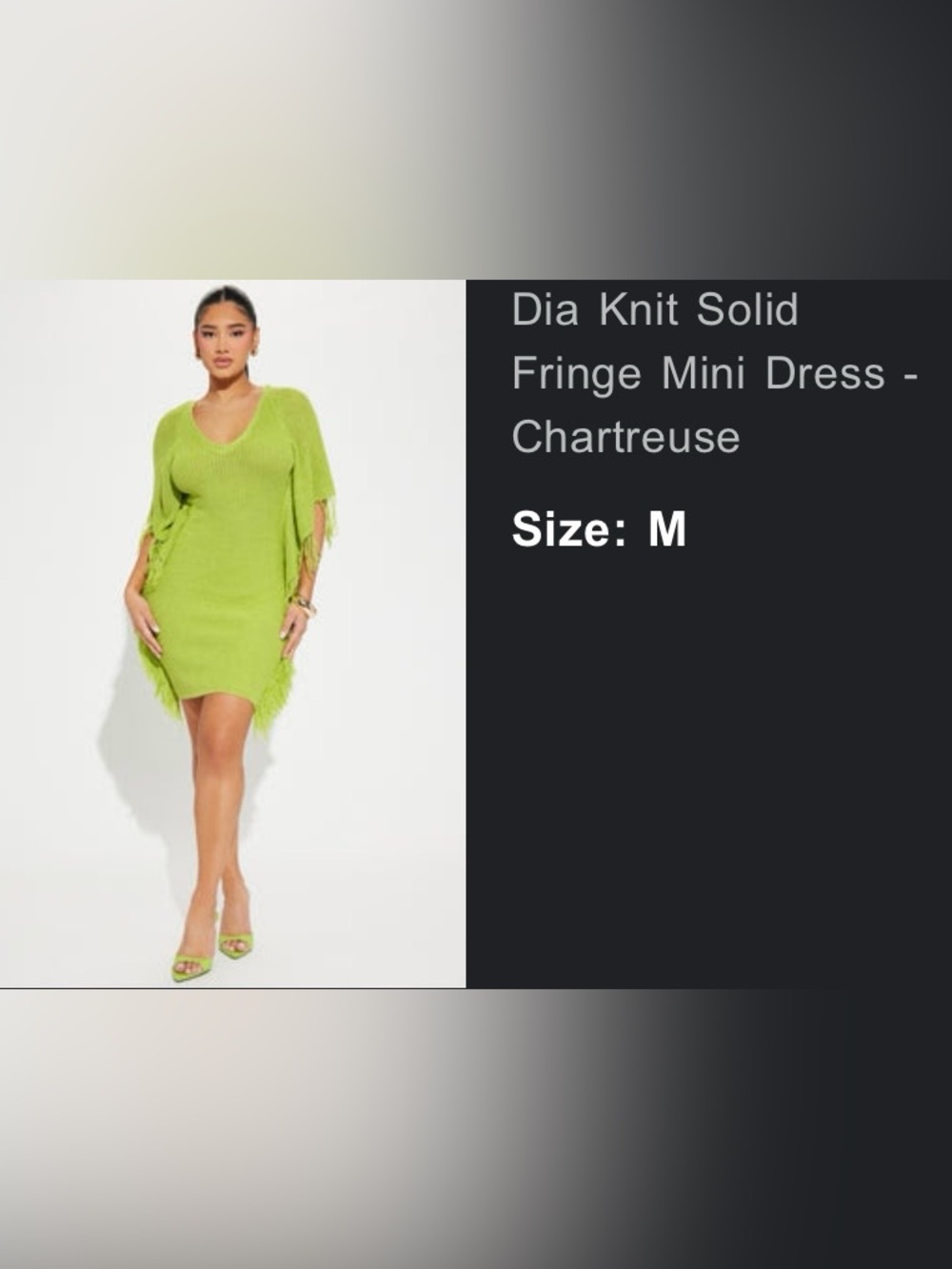 Fashion Nova Dia Knit Solid Fringe Chartreuse Mini Dress